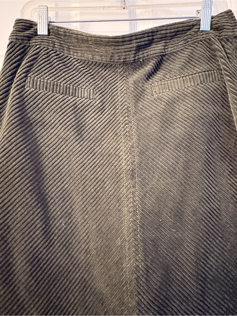 Ribbed Corduroy Mini Skirt in Olive Green by Talbots